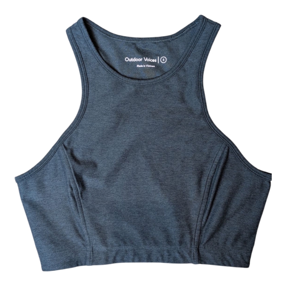 Outdoor Voices Techsweat Charcoal Gray High Neck Sports Bra Women's Size Small